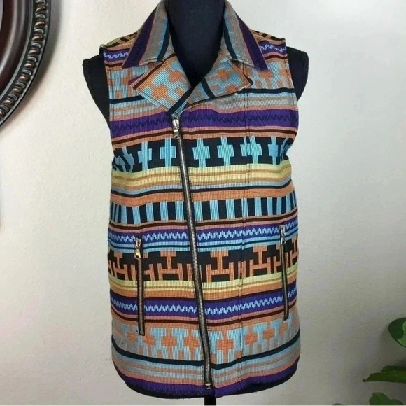 MSGM Women’s Cross Zip Sleeveless Multicolor Vest Size 38 Made in Italy - Picture 8 of 16